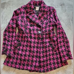 Candies houndstooth peacoat, pinkish-purple and black